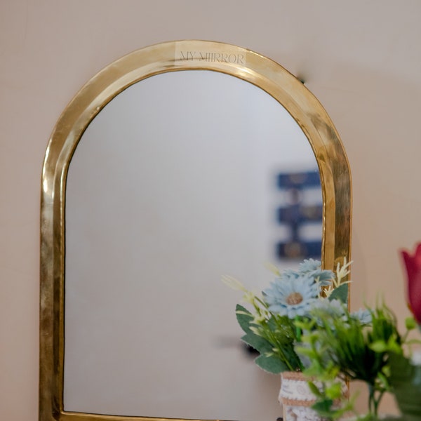 Miroir en arc d’or, miroir doré fait à la main, miroir de luxe, décoration boho.