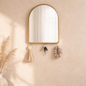 Simple Key Holder, Small Wall Mirror Mirror With Hooks , Key Holder With Mirror, House Key Holder, Modern Key Holder, Handmade Key Holder