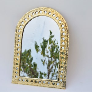 arched mirror wall decor, wall Decor Mirror, handcrafted Mirror ,wall brass mirror,  wall hangings, arched mirror gold, brass mirror large