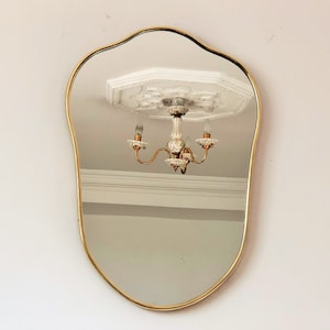 Gold Brass Mirror,  Arched Mirror, Brass Wall Mirror