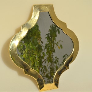 Gold Quatrefoil Wall Mirror,Handmade Brass Mirror,Wall Mirror,Small Wall Mirror,Mirror Wall Decor,Wall Decor, Decorative Wall Mirror