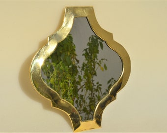 Gold Quatrefoil Wall Mirror,Handmade Brass Mirror,Wall Mirror,Small Wall Mirror,Mirror Wall Decor,Wall Decor, Decorative Wall Mirror