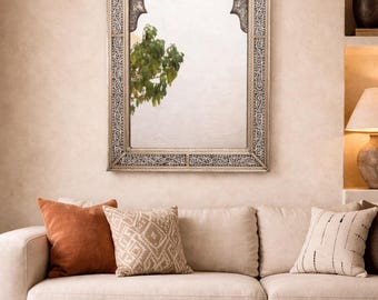 ZIYOO Specchio Bohémien Da Parete Con Cornice In Piastrelle Colorate Dipinte A Mano - 61x91,4 Cm - Marocchino Per Soggiorno - 4