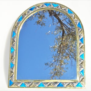 Arch Mirror Brass, Golden Brass Mirror, Mosaic Mirror, Moroccan Mirror, Blue Mirror