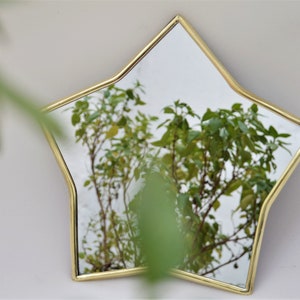 Star Mirror, Cute Wall Decor, Handmade Moroccan Mirror, Cute Nursery Decor, Golden Bathroom Mirror, Decorative Mirror, Art Boho Mirror.