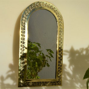 Miroir marocain,Miroirs en forme d'arche,Miroir mural,Miroir artisanal,Miroir mural en laiton,Cadeau pour