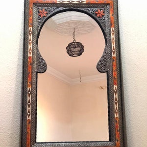 Handmade Bone Inlay Moroccan Mirror: Large Vintage Style Wall/Floor Mirror
