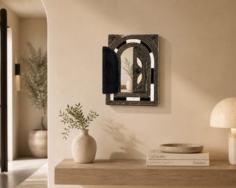 Small Moroccan Mirror with Doors, Propose Gift for Her, Unique Boho Decor, Gift for Birhtday, Gift For Oma, Wall Brass Mirror, Handmade