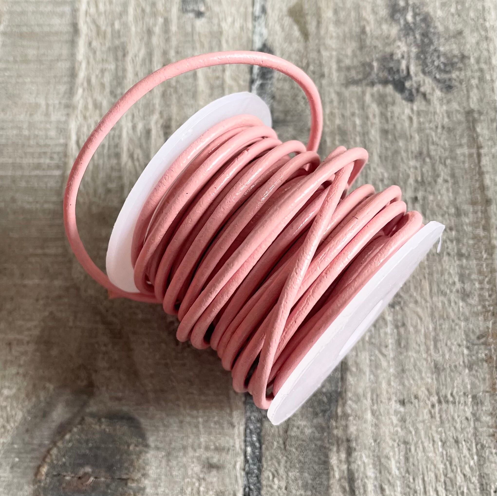 Leather cord round pink 2 mm leather cord | Etsy