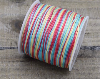 5 m Nylonband, Macraméband 0,8 mm Regenbogen Rot, Türkis