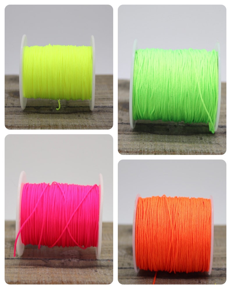 5 m Nylonband, Macraméband 0,8 mm NEON, orange, gelb oder pink image 1