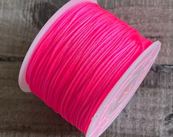 5 m nylon strap, macramé tape 1 mm neon pink