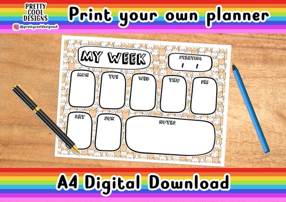 Weekly Desk Planner Printable PDF Digital Download Print Your - Etsy