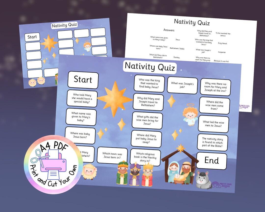 Printable Game Nativity Christmas Quiz Board Game KS1 PDF Etsy