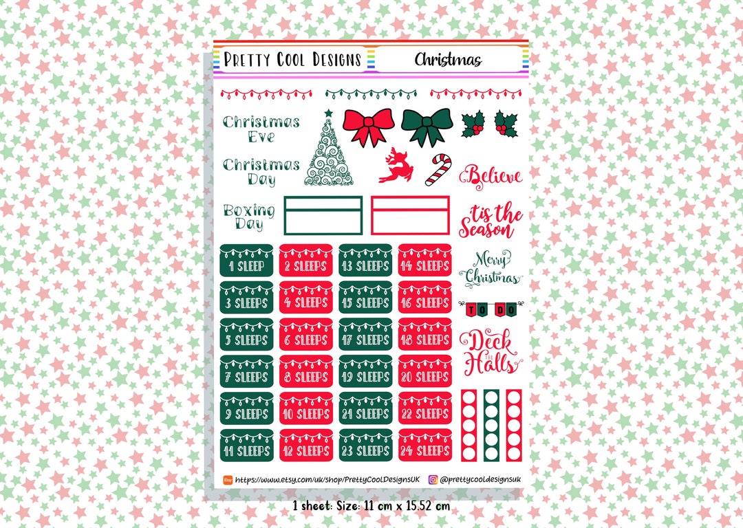 Christmas Planner Stickers UK - 1 Sheet - Etsy UK