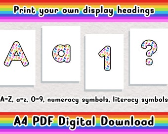 Rainbow Letters and Numbers: Printable Classroom Display (A4 PDF Digital Download)