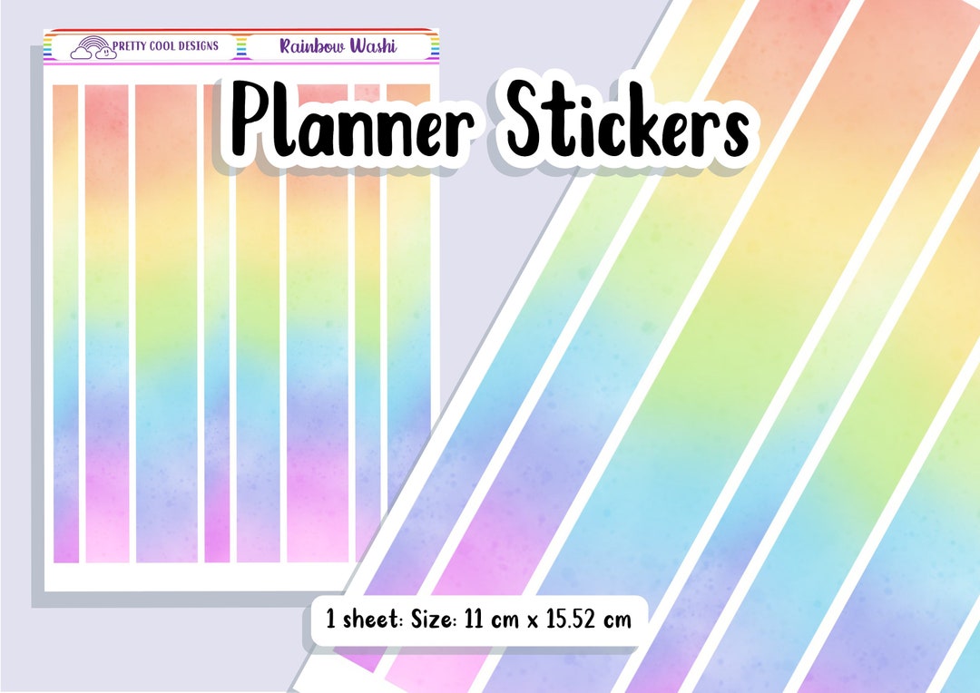 Pastel Rainbow Washi Tape Stickers – Handmade Planner Stickers - Etsy