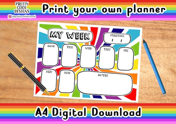 Weekly Desk Planner Printable PDF Digital Download A4 Print | Etsy