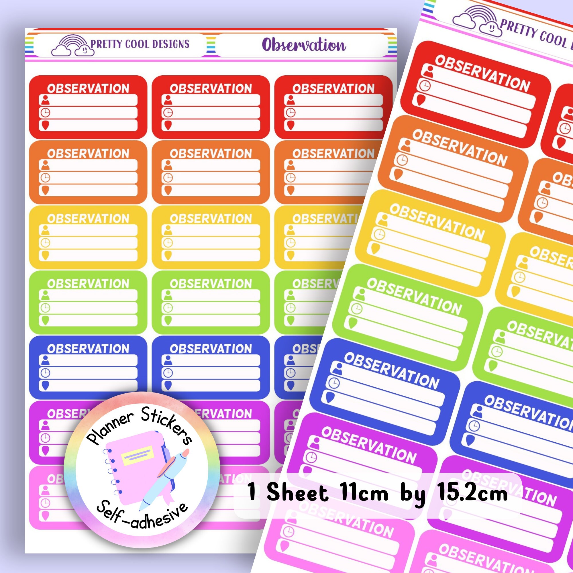 Observation Details Teacher Student ECT NQT Work Planner Stickers  UK - 1 Sheet