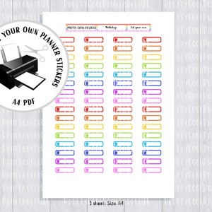 Birthdays Printable Planner Stickers PDF Print and Cut