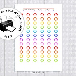 Shopping Groceries Rainbow Printable Planner Stickers PDF Print and Cut