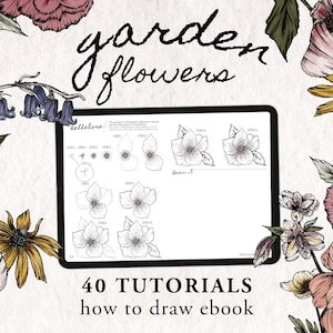 How To Draw Garden Flowers Digital Ebook - 40 step by step tutorials
