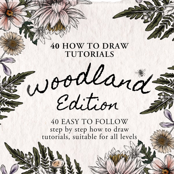 Cómo dibujar flores y animales del bosque (Libro electrónico digital) - 40 tutoriales paso a paso