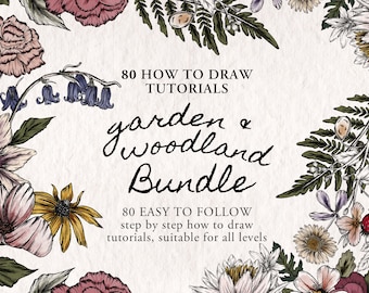 How To Draw Garden & Woodland Flowers Ebook Bundle - 80 Tutorials