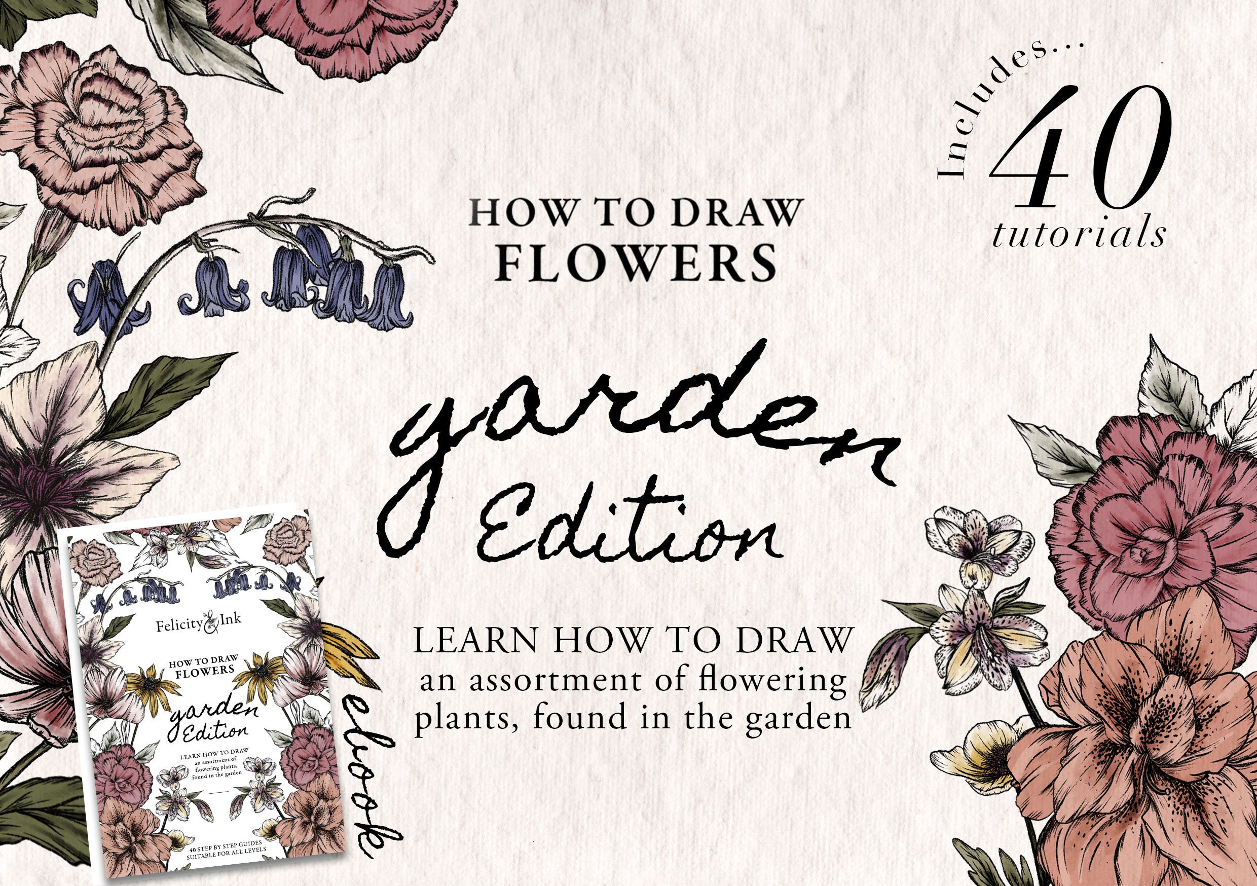 How To Draw Flowers With Ink // Step By Step Tutorial 