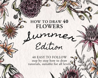 How to Draw Summer Flowers Digital Ebook – 40 Step-By-Step Tutorials