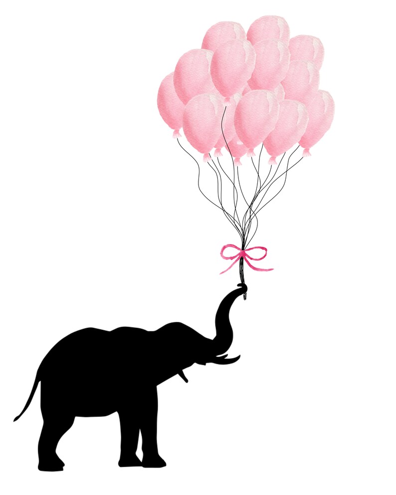 Elephant Holding Blush Pink Balloons Nursery Printable Wall - Etsy