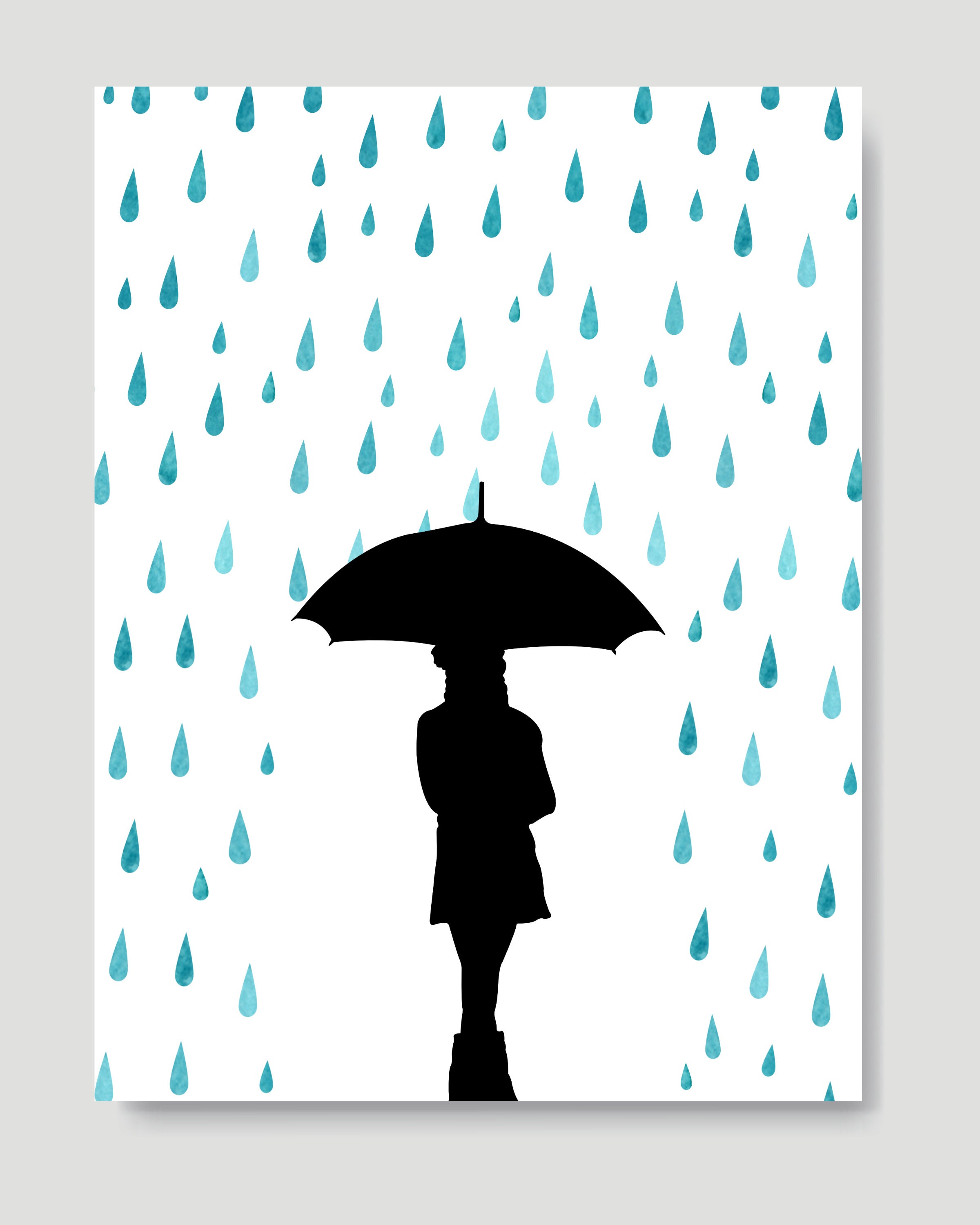 Girl In Rain With Umbrella Silhouette Girl In Rain With Umbrella Silhouette