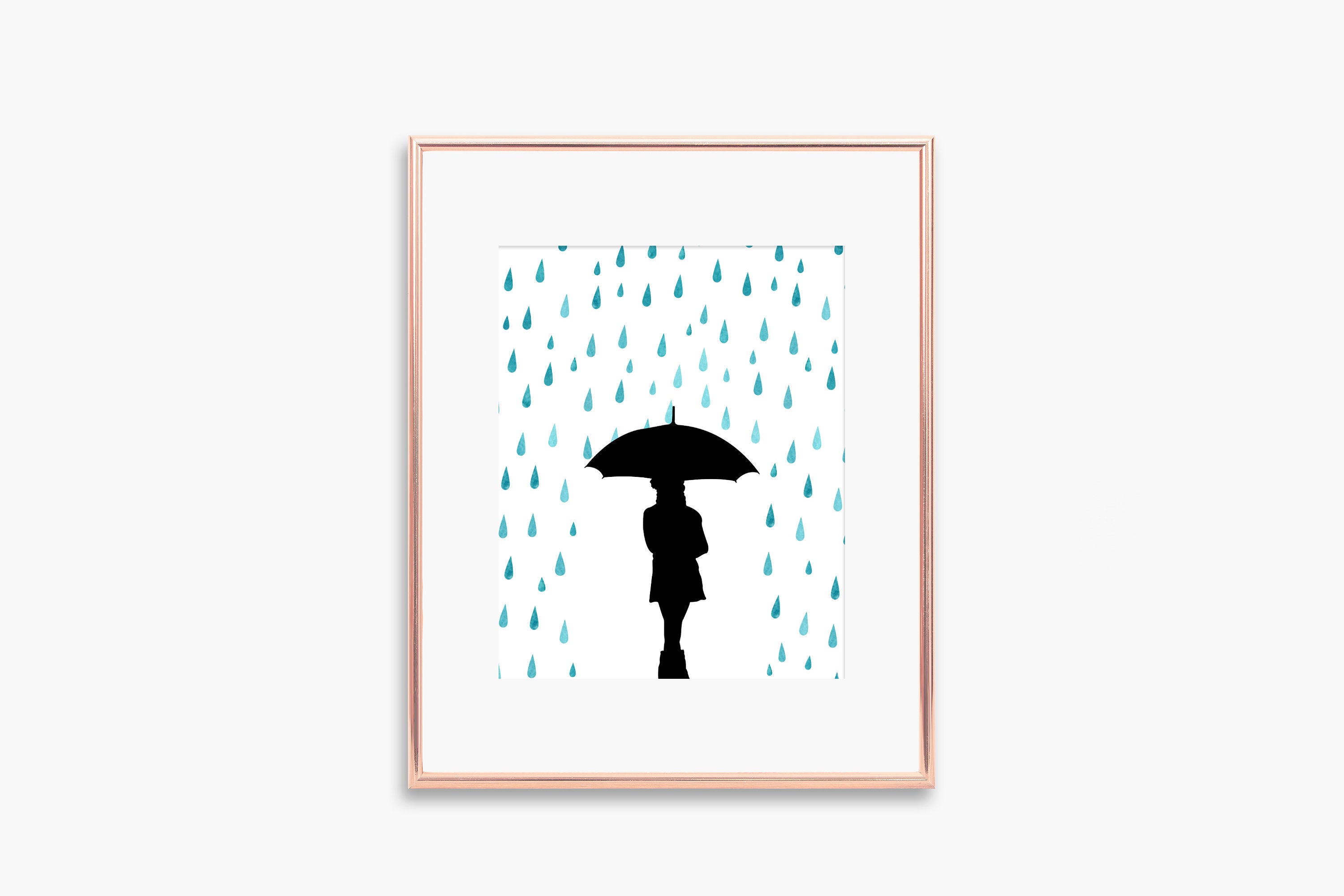 Mädchen im Regen mit Regenschirm Silhouette / Vektor Minimalist Art Print /  Instant Download Printable / Aquarell Regentropfen / moderne Mode Kunst -  Etsy Österreich, image size:3000x2001