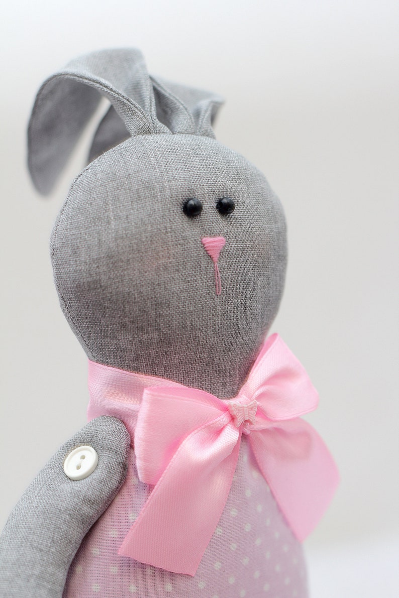 Cute bunny toy easter bunny handmade toy pink bunny dots Etsy