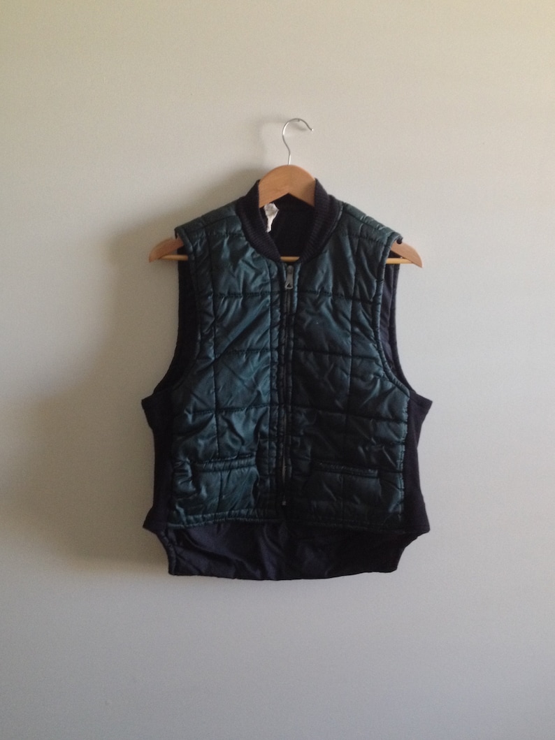 Forest Green Vintage Ski Vest Sleeveless Distressed Jacket Men/'s Medium M Zipper Minimalist