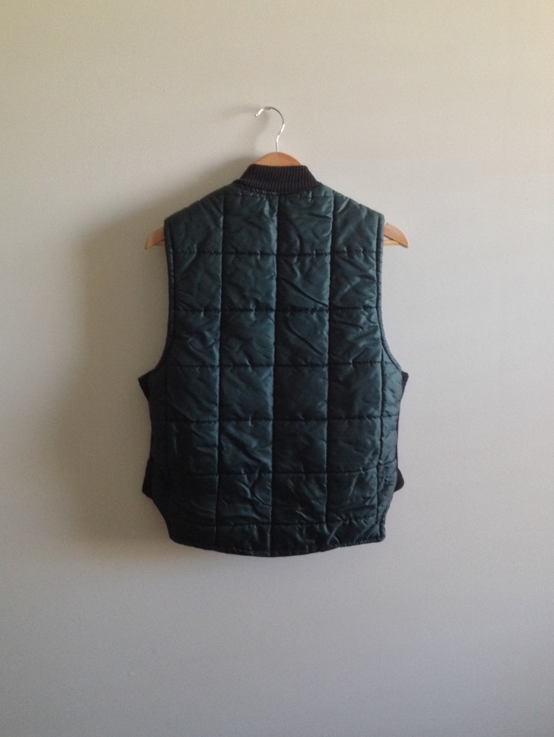 Forest Green Vintage Ski Vest Sleeveless Distressed Jacket Men/'s Medium M Zipper Minimalist