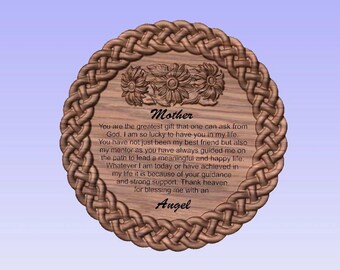 Mother's Day Plaque - CNC Carved and Lasered - Solid Oak