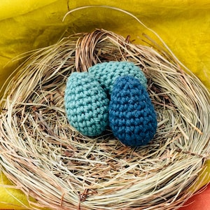 Easter eggs crocheted green, cotton, Easter nest, Easter, spring, Easter decoration, doll kitchen, store, Easter table, decoration