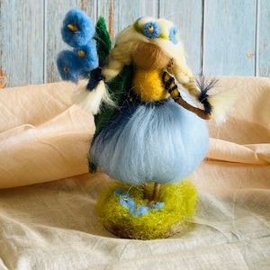 forget-me-not, flower child, needle felt, felt, Waldorf, decoration, spring, flowers