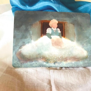 Postkarte, Künstlerkarte, Frau Holle, Märchen, Märchenkarte, Jahreszeitentisch, Waldorf inspiriert, Karte