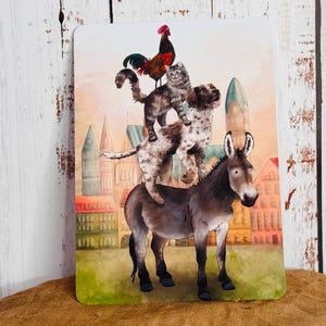 Postal Músicos de la ciudad de Bremen, postal, tarjeta de artista, decoración, cuento de hadas, mesa de temporada, tarjeta comercial, regalo, tarjeta