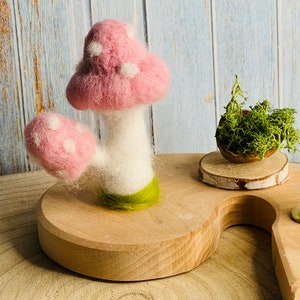 Fly agaric pink, stick figure, birthday ring, seasonal table, seasonal wreath, felt figure, mushroom, Waldorf