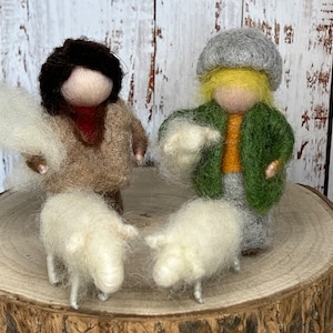 Shepherd, shepherds, shepherd boy, shepherd boy, shepherd with sheep, nativity scene, nativity figures, Christmas story, felt figures
