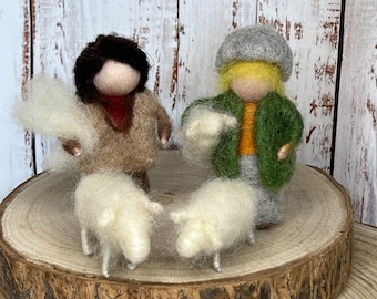 Pair of Figurines Shepherd Shepherdess - Etsy
