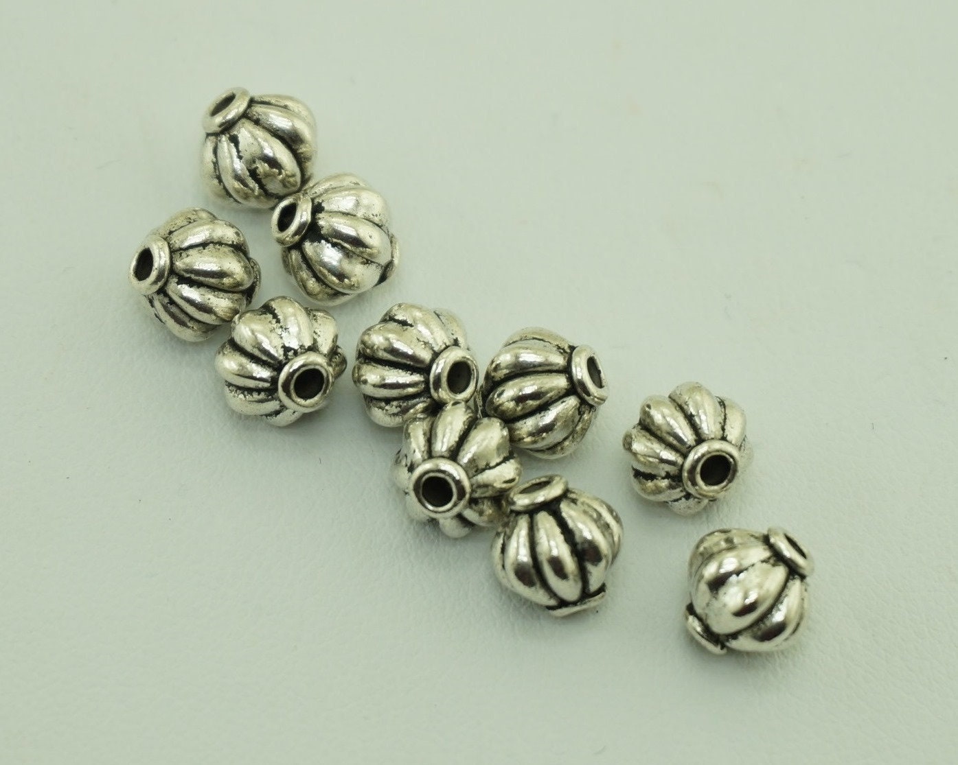8mm 8pc Bali Silver Beads, Spacer Beads, Jewelry Making Antique