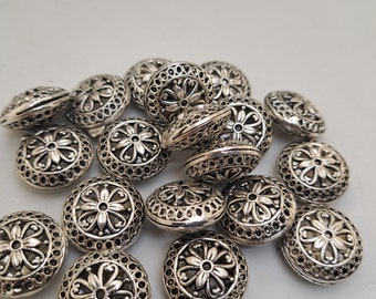 20 pcs Bali vintage Antique Silver tone filigree bead,23 mm(0.90")Bali Antique Tibetan Silver Findings Spacer Beads Connector