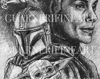 The Mandalorian Original Fine Art Drawing