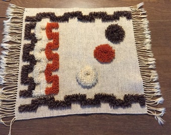 Vintage Norwegian Wool Woven Wall Hanging Fiber Art