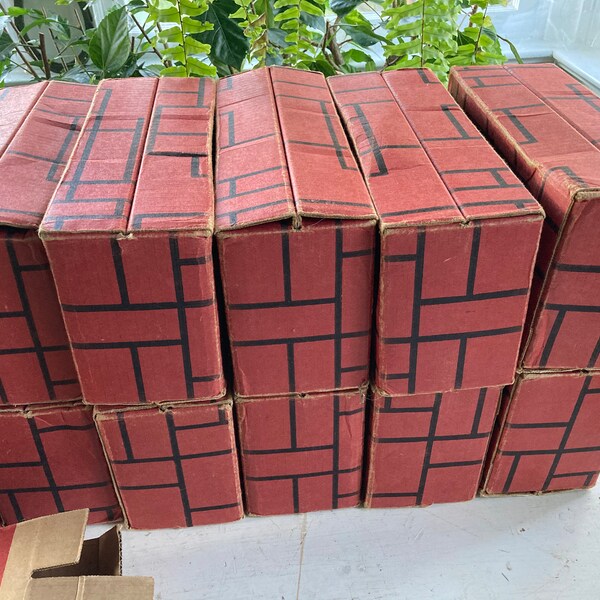 Vintage Cardboard Folding Chimney Fireplace Bricks -16 Bricks