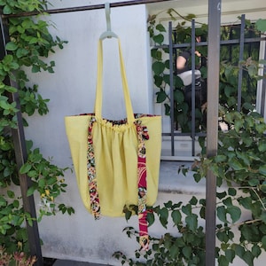 Tote bag, large tote bag in cotton and wax